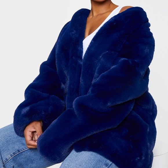 PLT Jackets & Blazers - PLUS  THE ROYAL IN BLUE FAUX FUR COAT ( BRAND NEW !!!! )